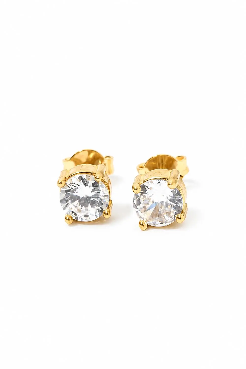 Brinco Ponto de Luz 6mm - 4 Garras com Banho em Ouro 18k