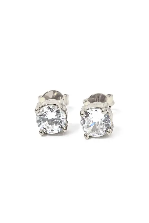 Brinco Ponto de Luz 6mm - 4 Garras com Banho em Ródio Branco