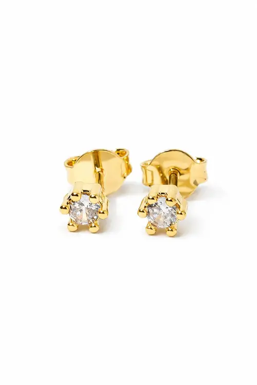 Brinco Ponto de Luz 3mm - 6 Garras com Banho em Ouro 18k