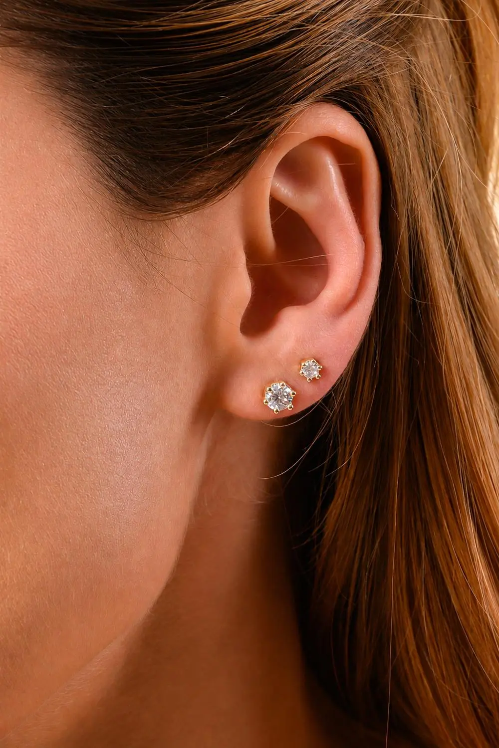 Brinco Ponto de Luz 5mm - 6 Garras com Banho em Ouro 18k