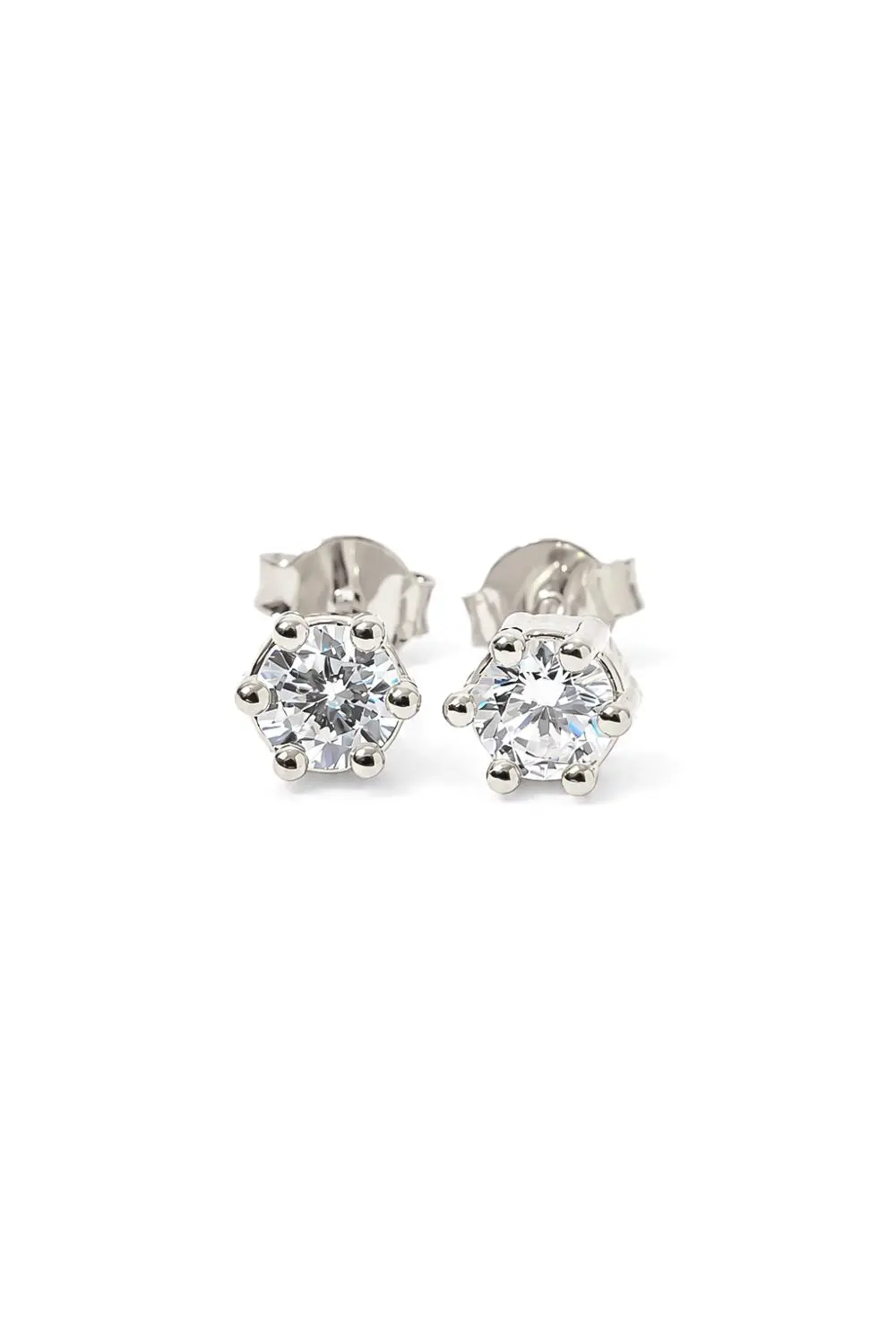 Brinco Ponto de Luz 5mm - 6 Garras com Banho em Ródio Branco
