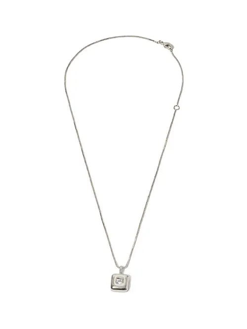 Colar Quadrado com Zircônia com Banho em Ródio Branco