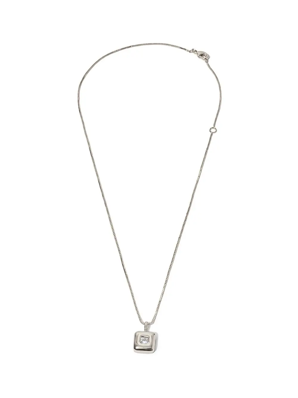Colar Quadrado com Zircônia com Banho em Ródio Branco