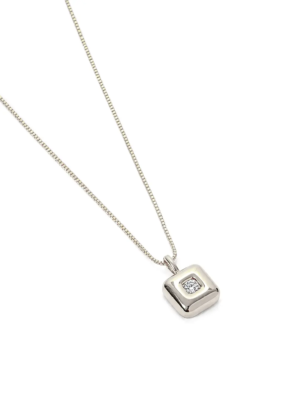 Colar Quadrado com Zircônia com Banho em Ródio Branco