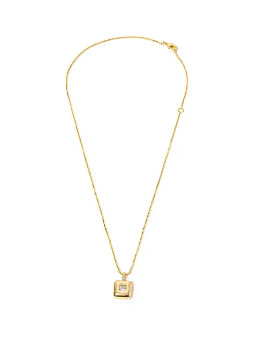 Colar Quadrado com Zircônia com Banho em Ouro 18k