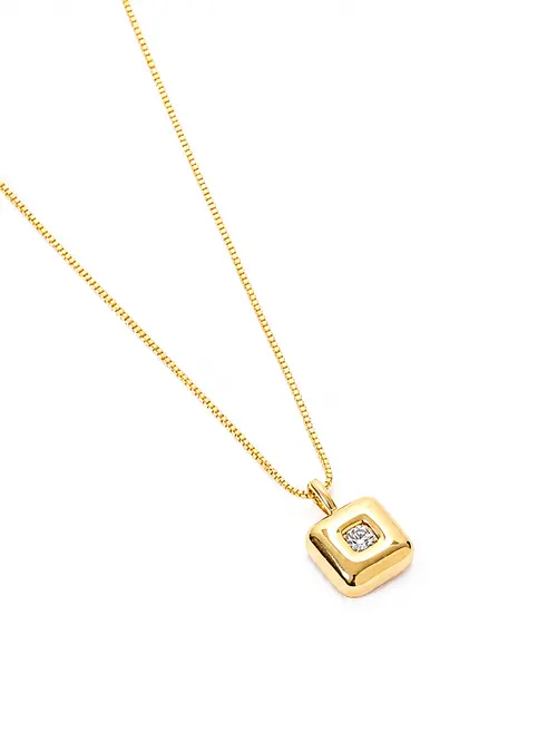 Colar Quadrado com Zircônia com Banho em Ouro 18k