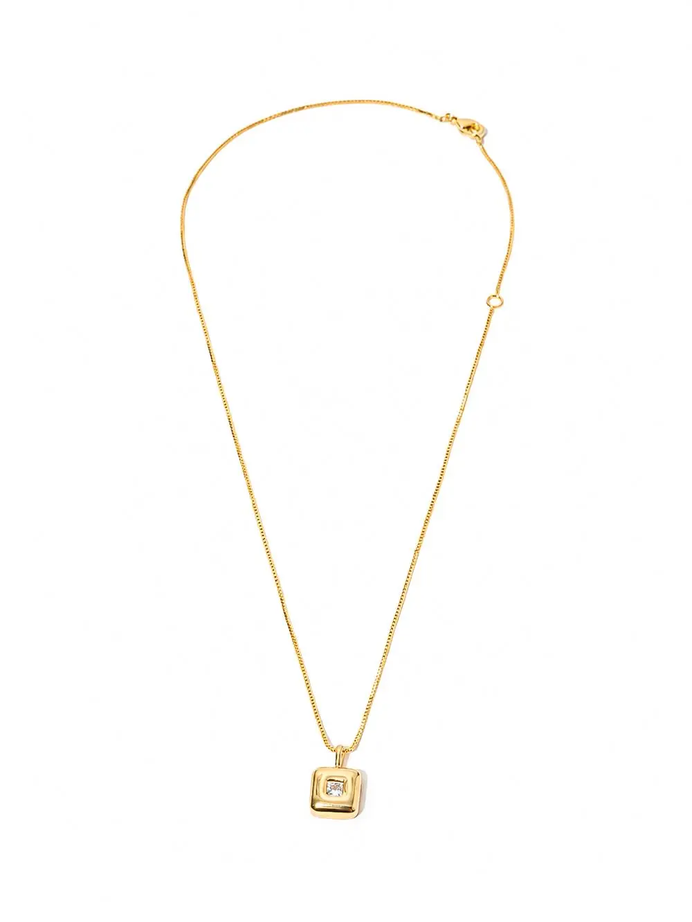 Colar Quadrado com Zircônia com Banho em Ouro 18k