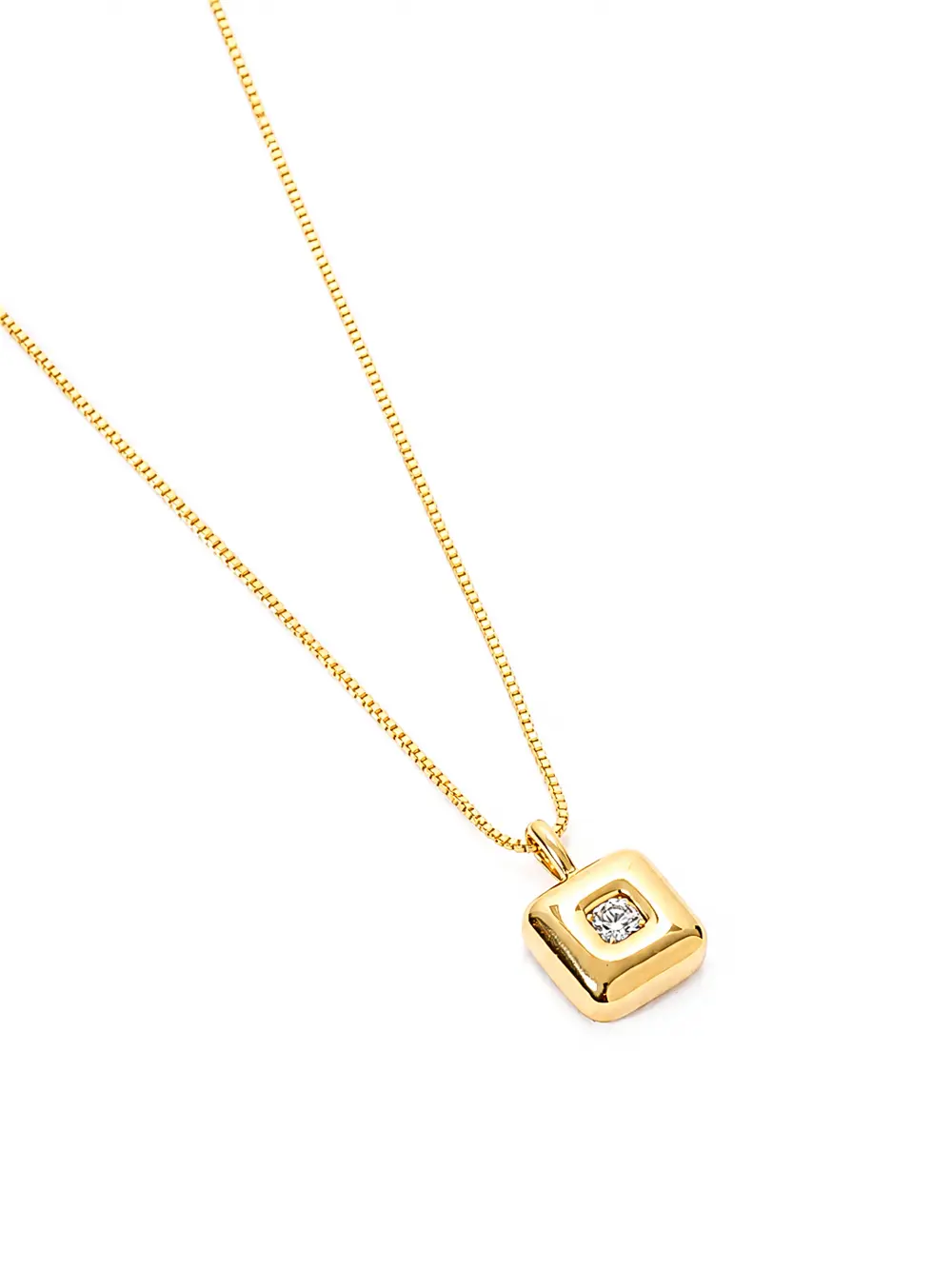Colar Quadrado com Zircônia com Banho em Ouro 18k