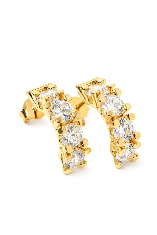 Argola Cravejada de Zircônia com Banho em Ouro 18k