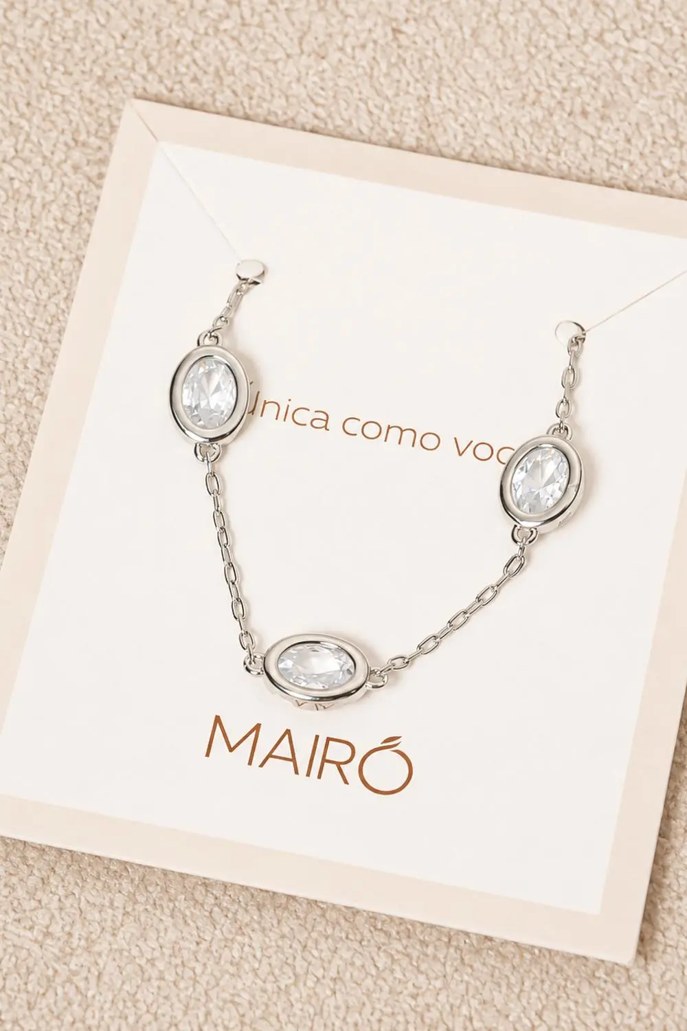 Pulseira Presença com Banho em Ródio Branco