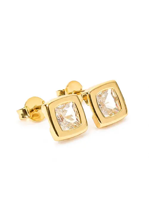 Brinco Quadrado de Zircônia com Banho em Ouro 18k