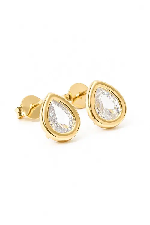 Brinco Gota de Zircônia com Banho em Ouro 18k