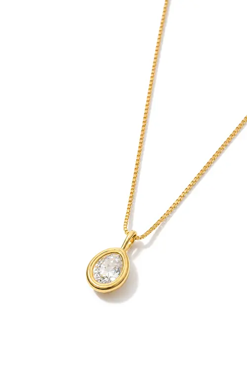 Colar Gota de Zircônia com Banho em Ouro 18k