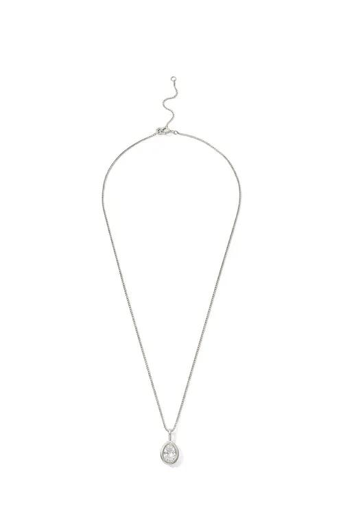 Colar Gota de Zircônia com Banho em Ródio Branco