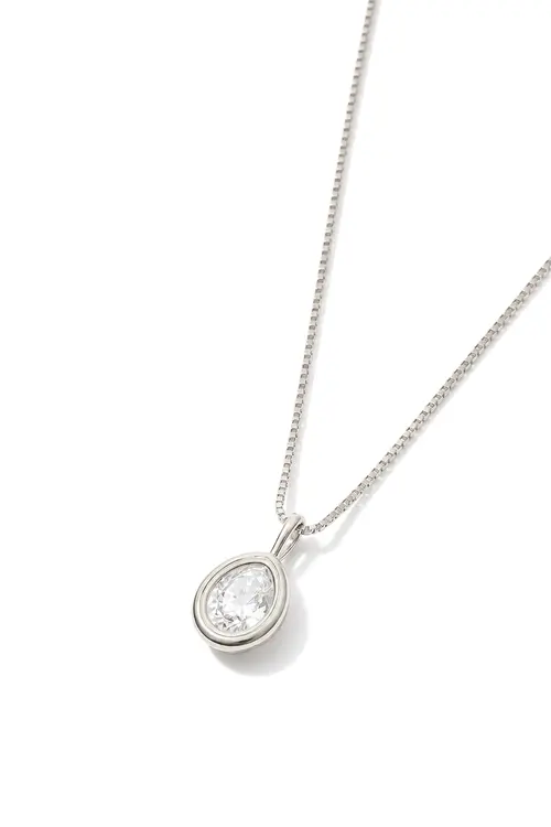 Colar Gota de Zircônia com Banho em Ródio Branco