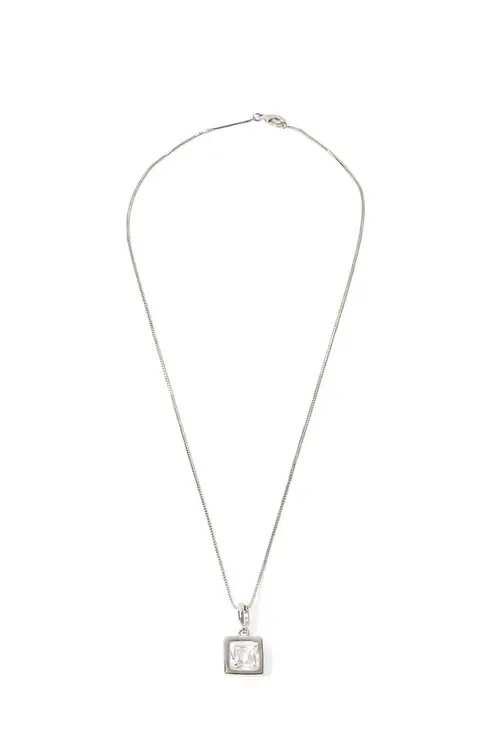 Colar Quadrado de Zircônia com Banho em Ródio Branco