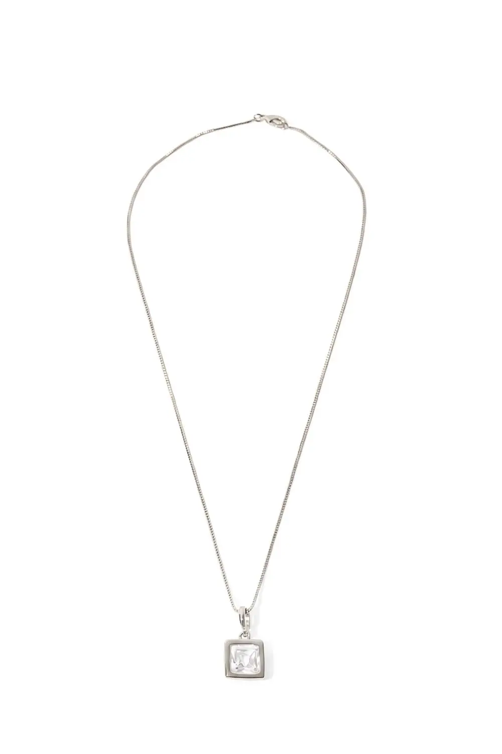 Colar Quadrado de Zircônia com Banho em Ródio Branco