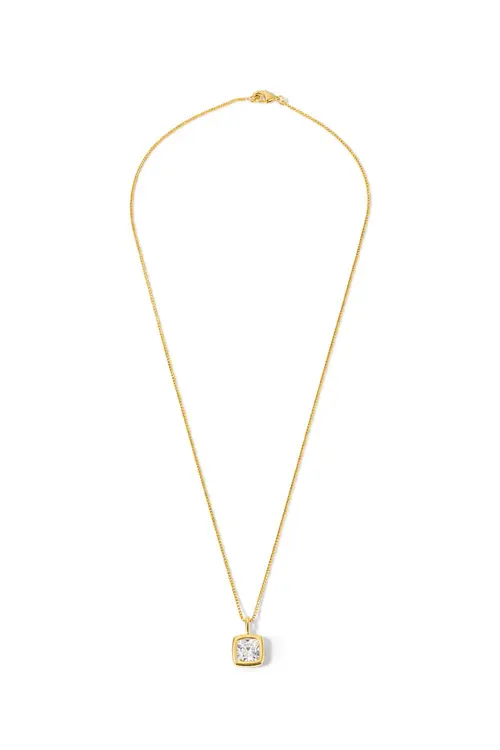 Colar Quadrado de Zircônia com Banho em Ouro 18k
