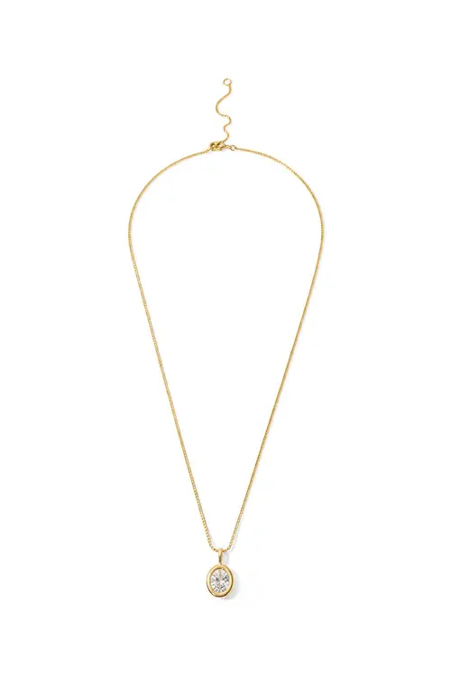 Colar Oval de Zircônia com Banho em Ouro 18k