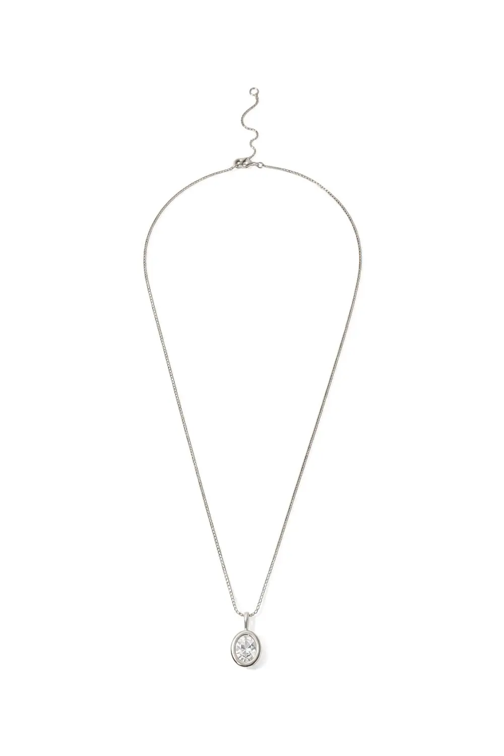 Colar Oval de Zircônia com Banho em Ródio Branco