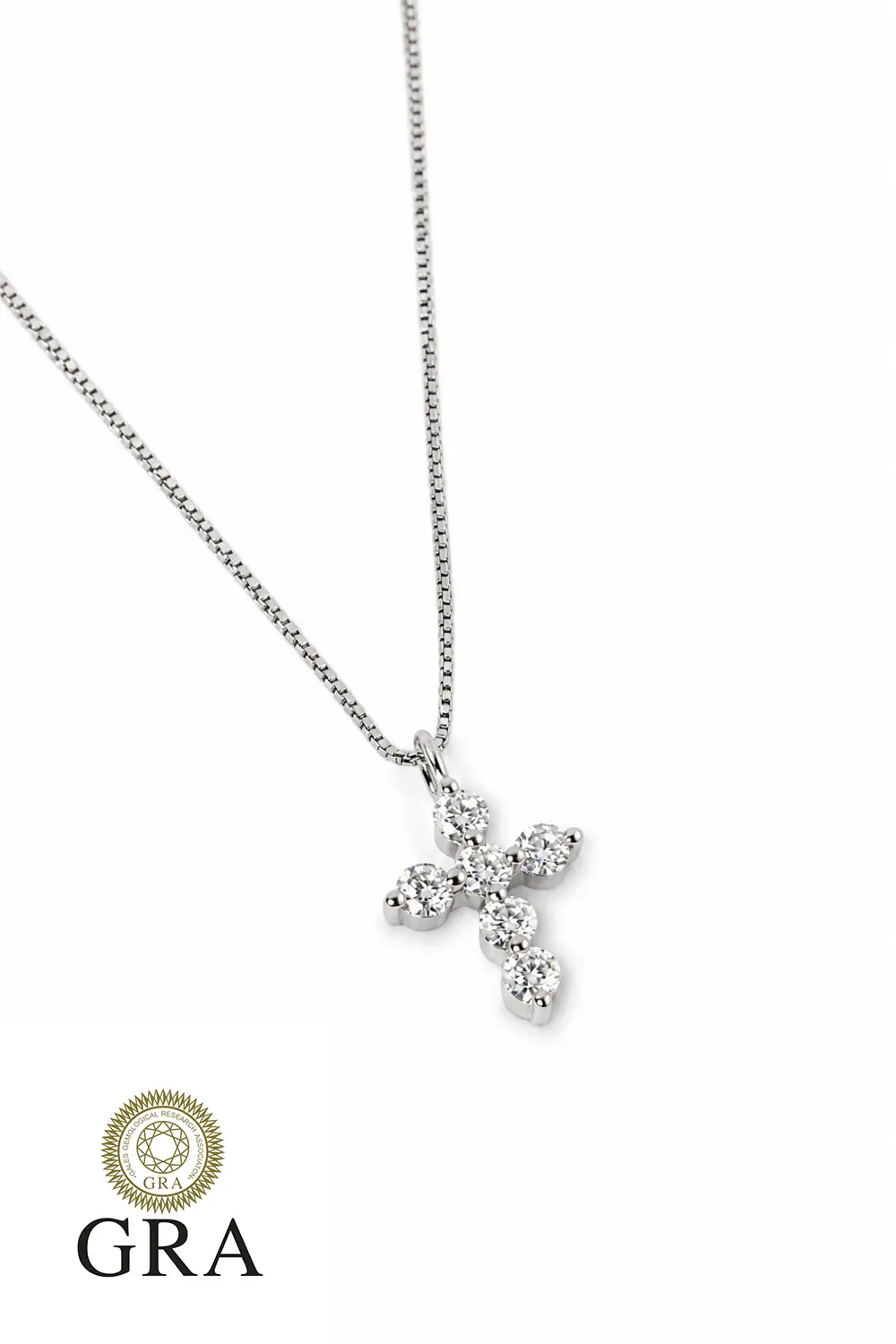 Colar Cruz Moissanite 2.5mm em Prata 925 com Banho em Ródio Branco
