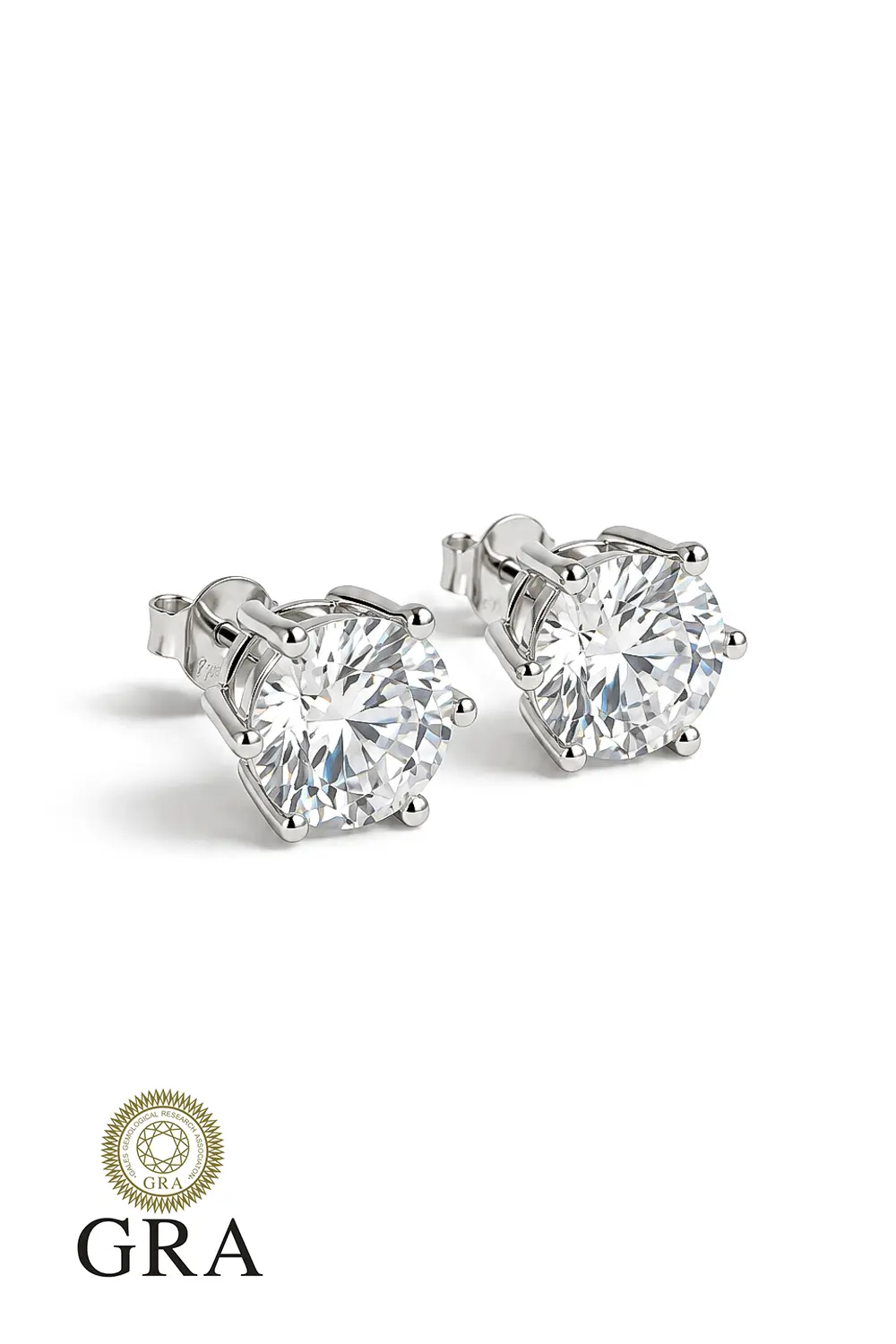 Brinco Ponto de Luz Moissanite 10mm em Prata 925 com Banho em Ródio Branco