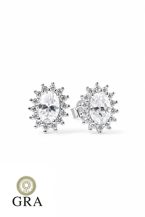 Brinco Moissanite Delicado 4/6mm em Prata 925 com Banho em Ródio Branco