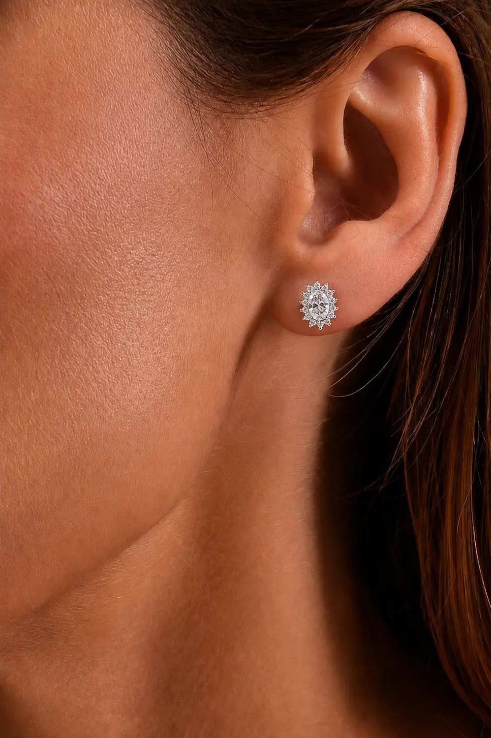 Brinco Moissanite Delicado 4/6mm em Prata 925 com Banho em Ródio Branco