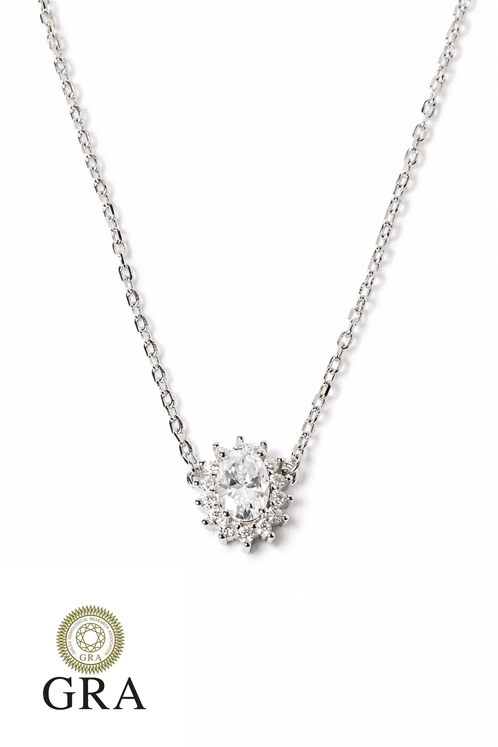 Colar Moissanite Delicado 4/6mm em Prata 925 com Banho em Ródio Branco