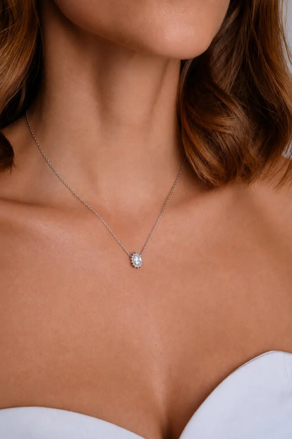 Colar Moissanite Delicado 4/6mm em Prata 925 com Banho em Ródio Branco
