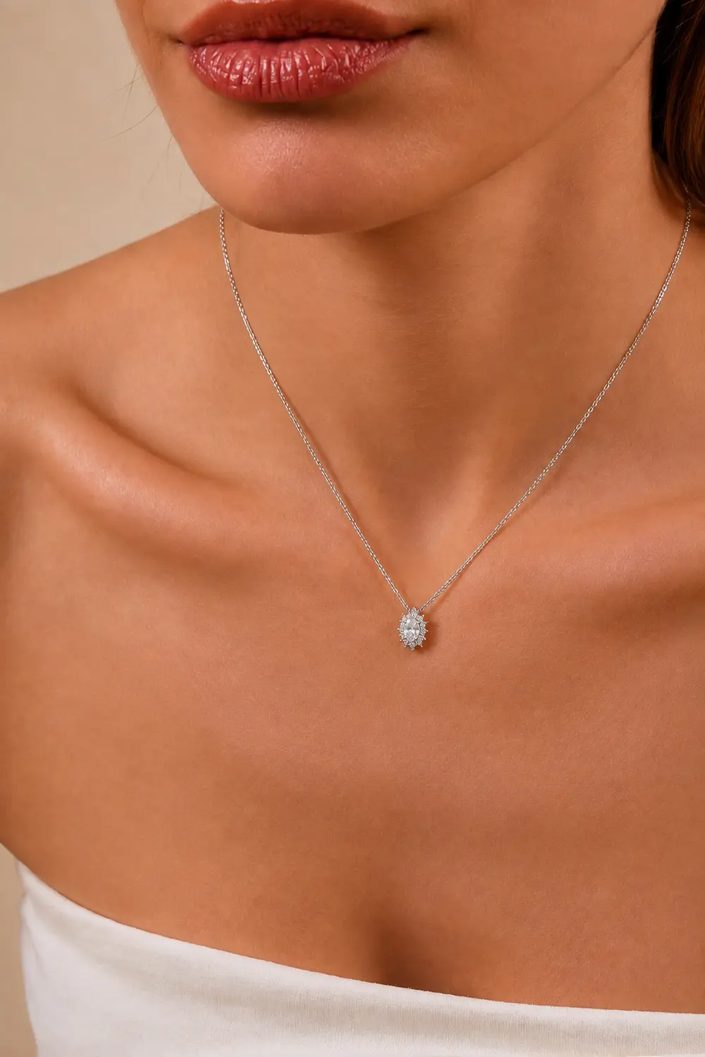 Colar Moissanite Delicado 4/6mm em Prata 925 com Banho em Ródio Branco