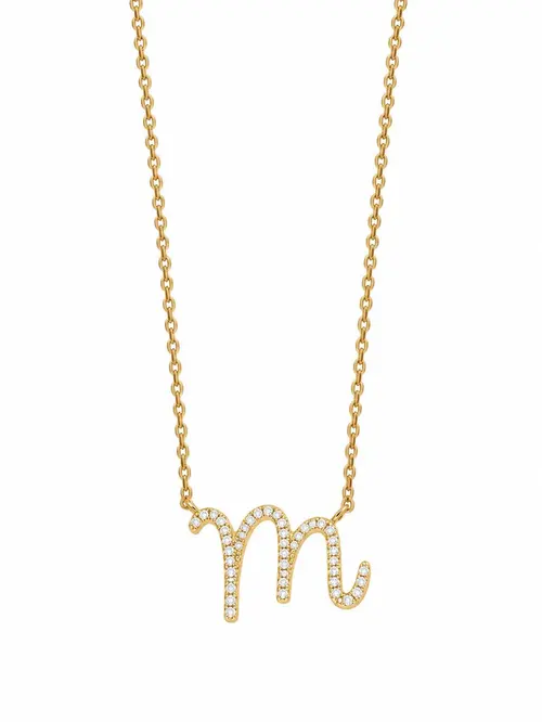 Colar de Letra na Prata 925 com Pedra de Moissanite com Banho em Ouro 18k