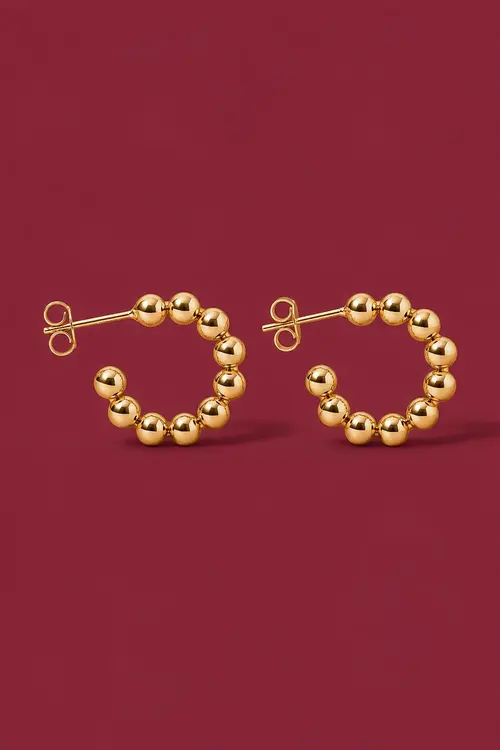 Argola Mini Esferas com Banho em Ouro 18k