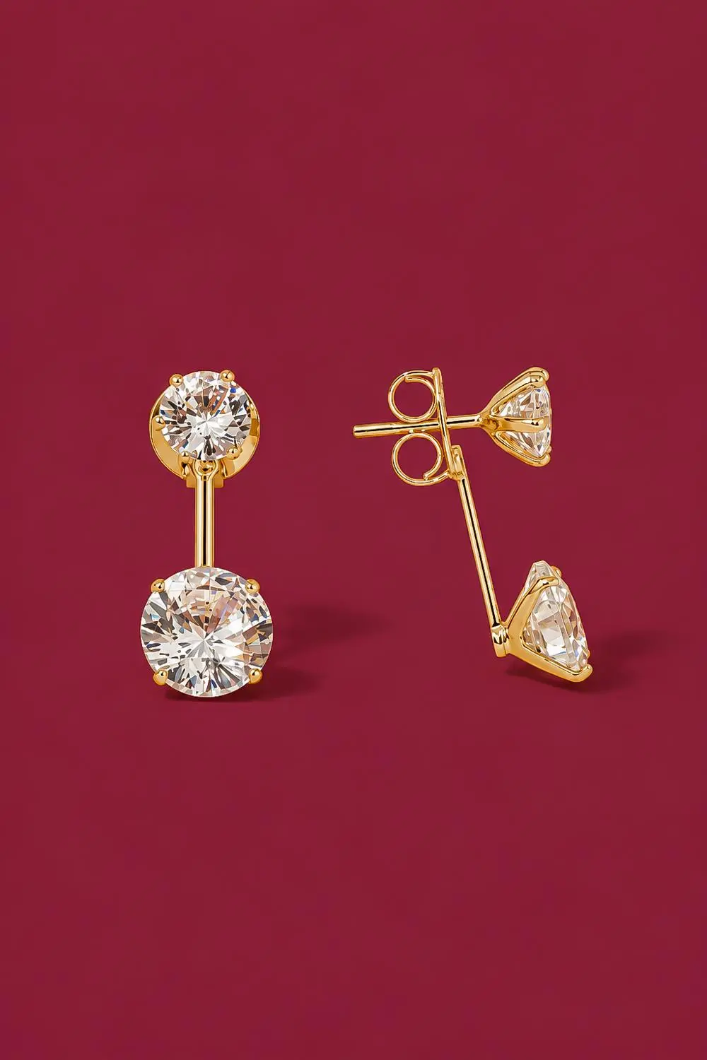 Brinco Dois Ponto de Luz com Banho em Ouro 18k