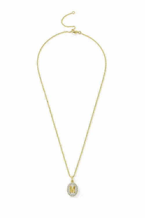 Colar de Letra com Banho em Ouro 18k e Caneta de Ródio Branco