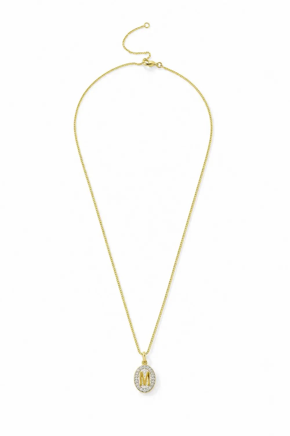 Colar de Letra com Banho em Ouro 18k e Caneta de Ródio Branco