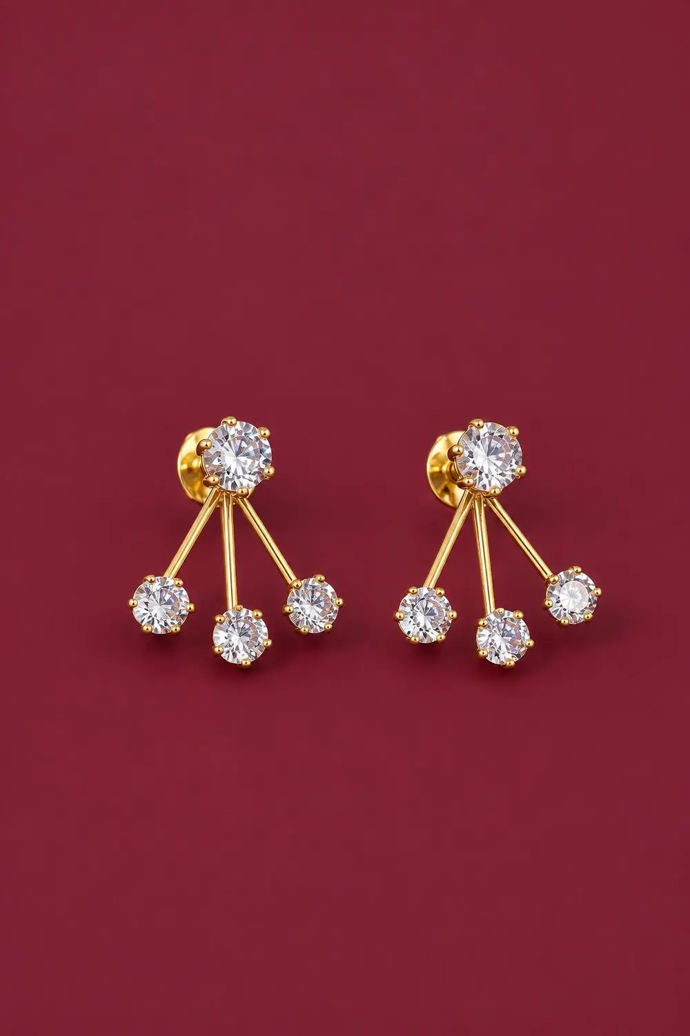 Brinco Dois em Um Ponto de Luz com Banho em Ouro 18k