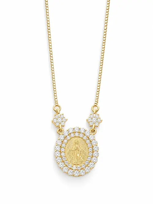 Colar Nossa Senhora das Graças com Banho em Ouro 18k