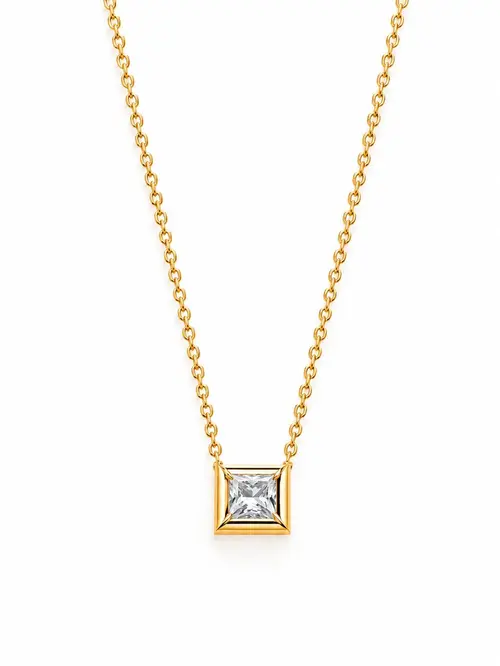 Colar Quadrado Vazado de Zircônia com Banho em Ouro 18k
