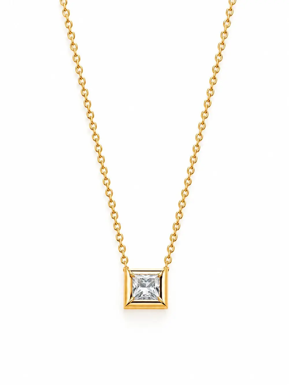Colar Quadrado Vazado de Zircônia com Banho em Ouro 18k