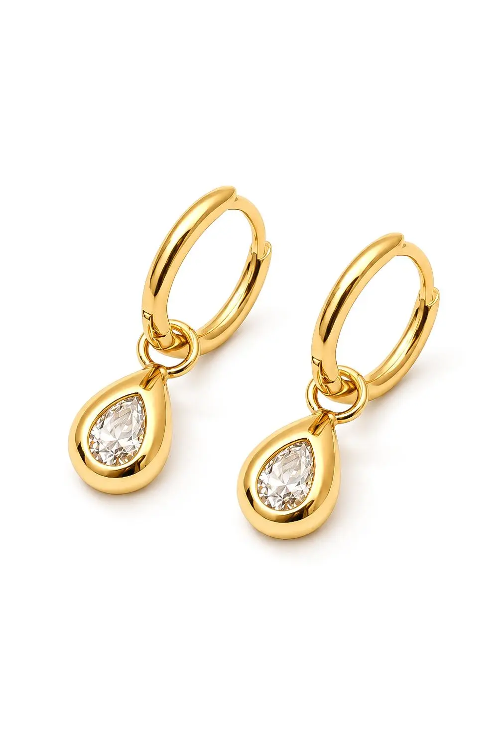Argola Click com Pingente de Gota Removível com Banho em Ouro 18k