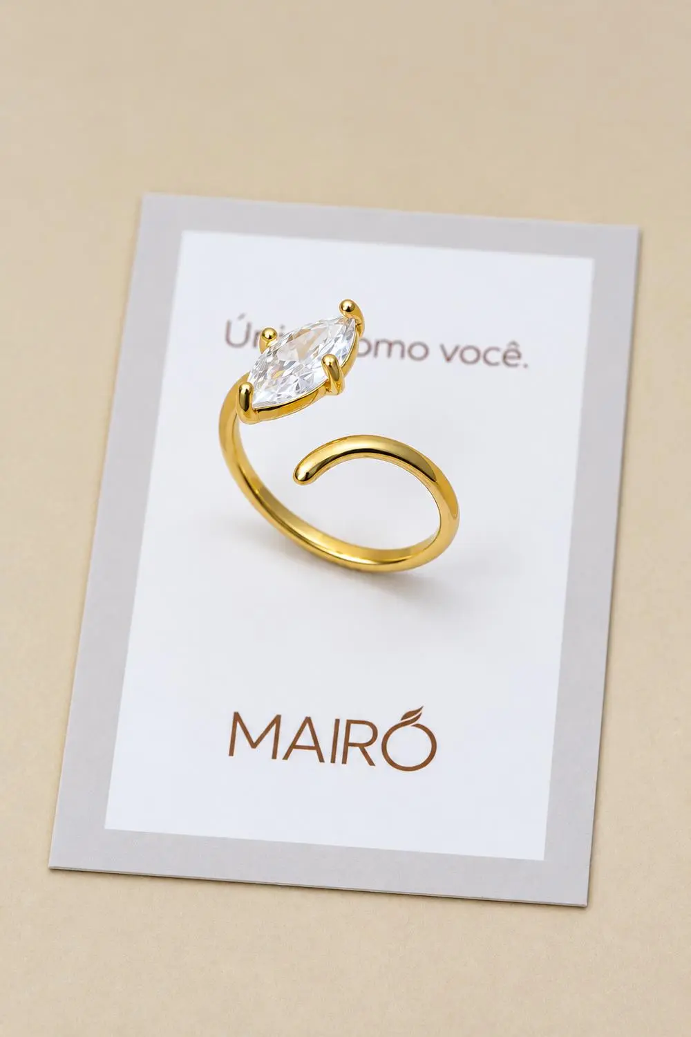 Anel Regulável Singular com Banho em Ouro 18k