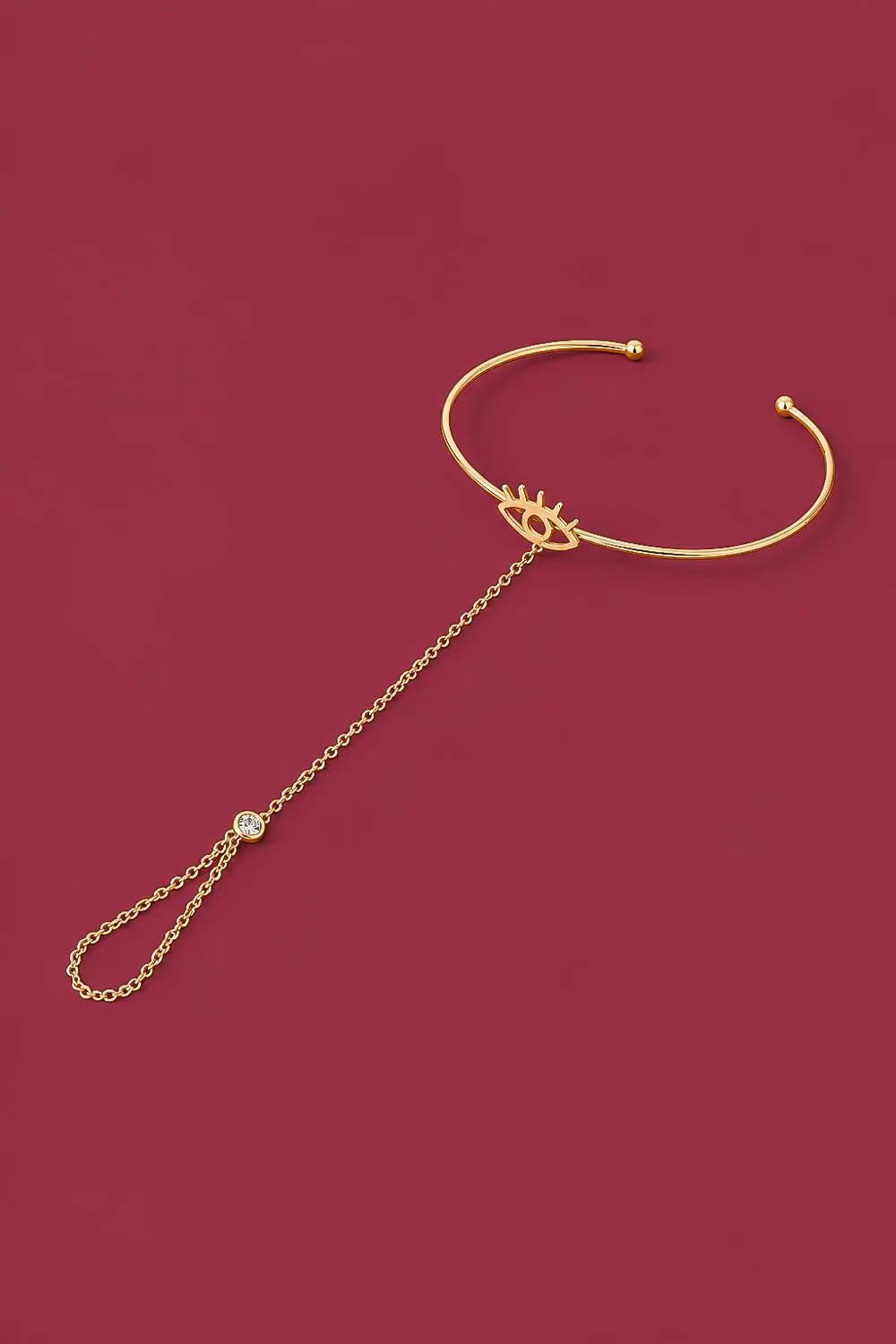 Pulseira de Mão Olhinho e Bracelete com Banho em Ouro 18k