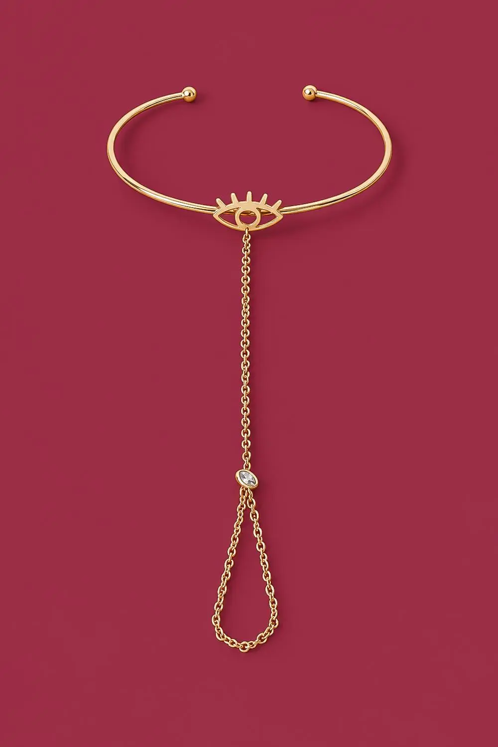 Pulseira de Mão Olhinho e Bracelete com Banho em Ouro 18k