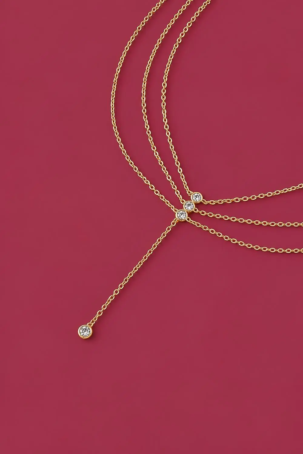 Colar Triplo de Zircônia com Banho em Ouro 18k
